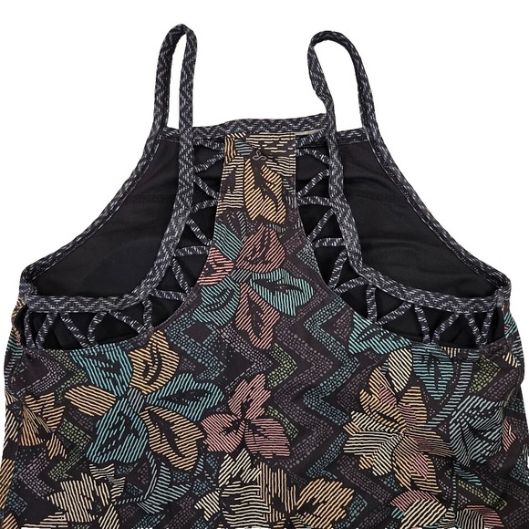 PRANA Ardor Dress Black Horchata Printed Floral Athletic Stretch Caged Size S - Picture 3 of 11